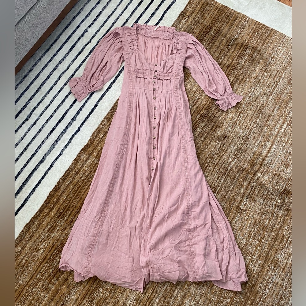 New Free People✨Magdalia Maxi Dress- Pale Mauve Pink Size - Picture 3 of 6